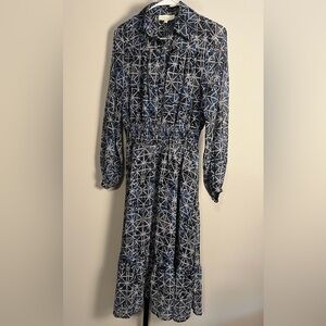 EUC PINCH boho print tiered midi dress in blue small
